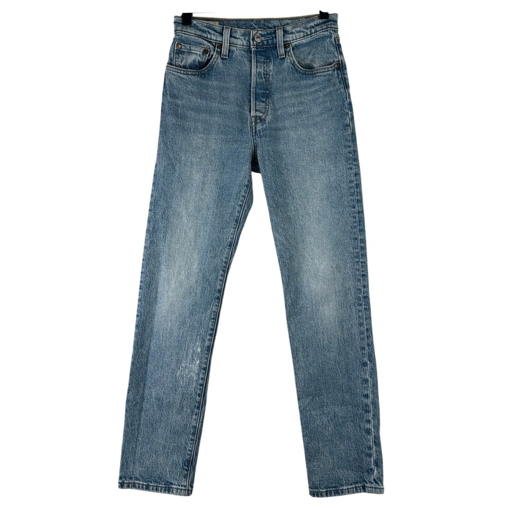 Levi's 501 Original Straight Leg Jeans Womens 27 Light Blue High Rise Button Fly
